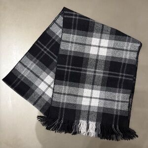 Cole Haan Classic Black and Gray Plaid Scarf